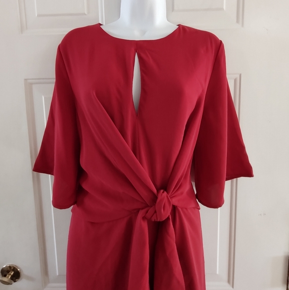 T C E C Red Tie Front Women's Dress. Size L. 🆕 - Picture 9 of 14